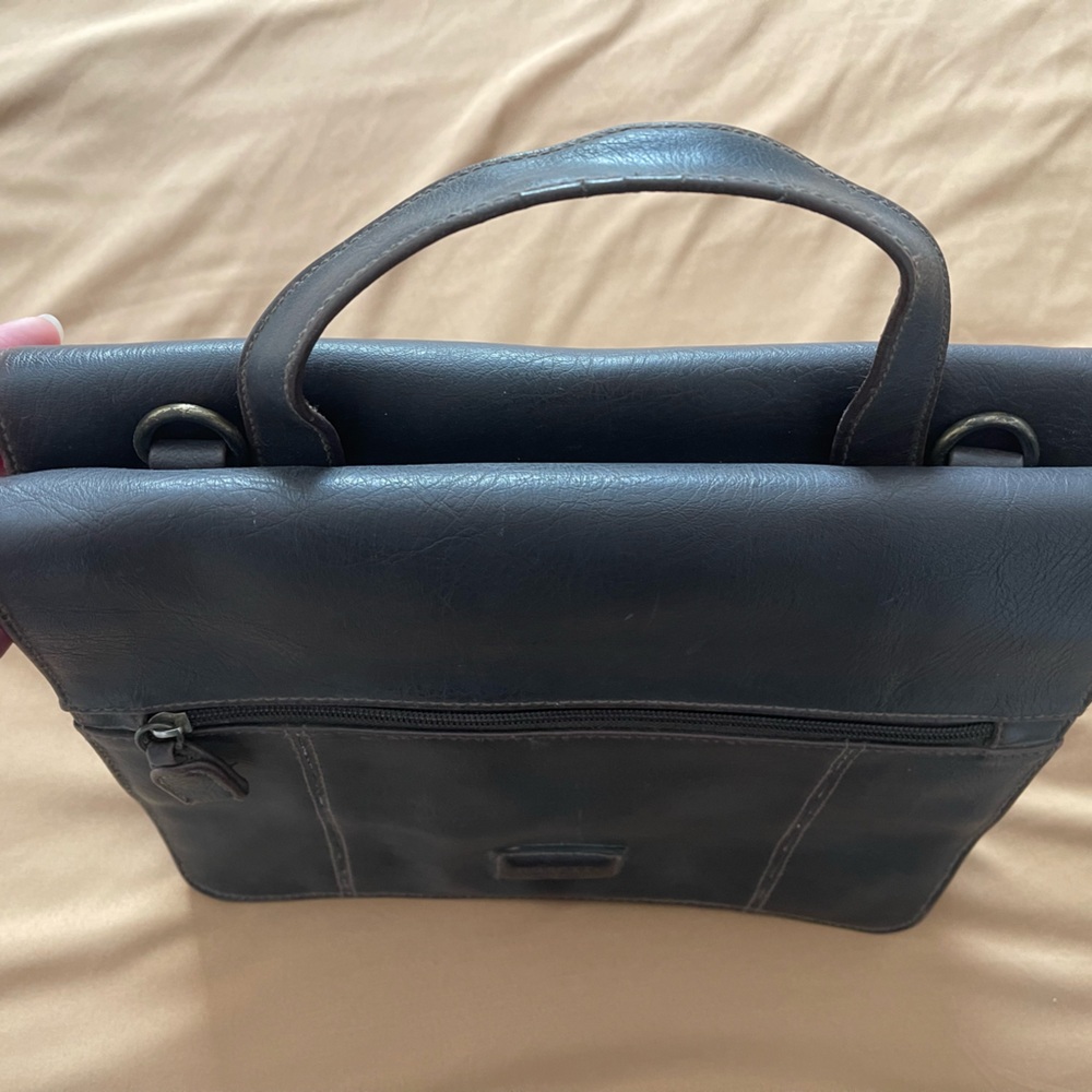 Vintage Rosetti Old Money Small Dark Brown Leather Office Briefcase Handbag - Picture 3 of 14